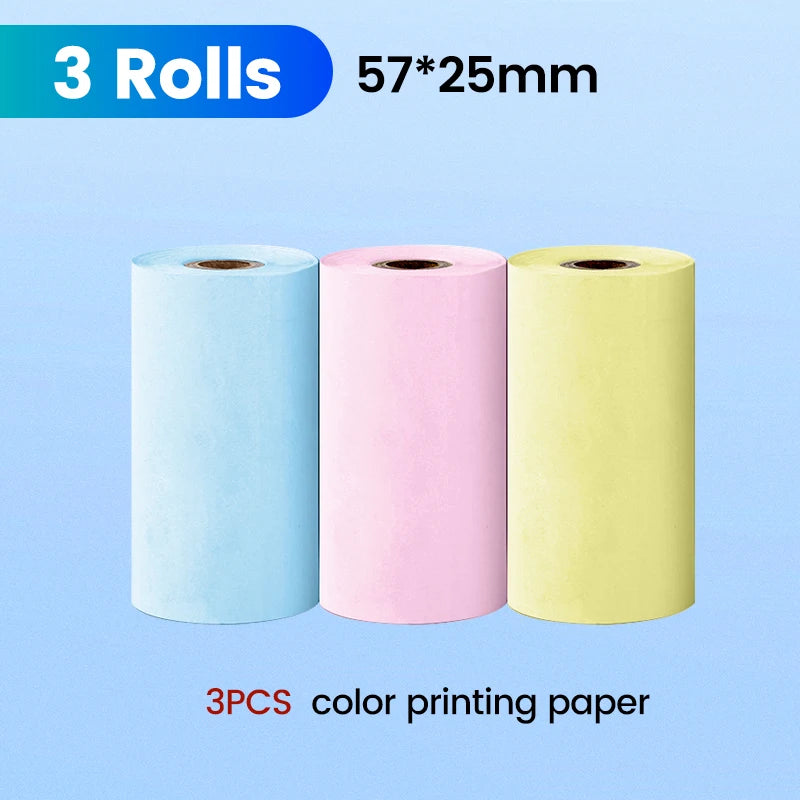 57*25mm Thermal Paper Label Sticker Self-adhesive HD Color Rolls Paper For Mini Printer Instant Print Kids Camera Photo Paper