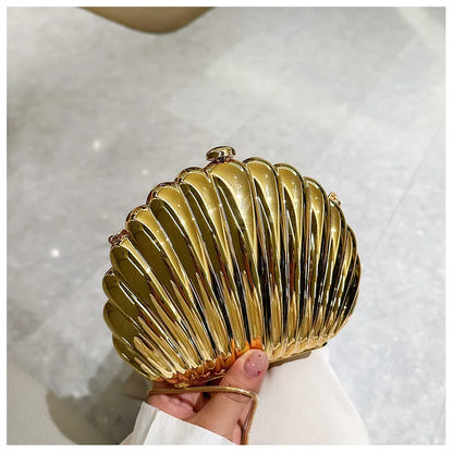 2024 Women Silver Gold Shell Bag Cute Acrylic Evening Clutch Bag With Strap For Wedding Party Small Purses Designer Handbags