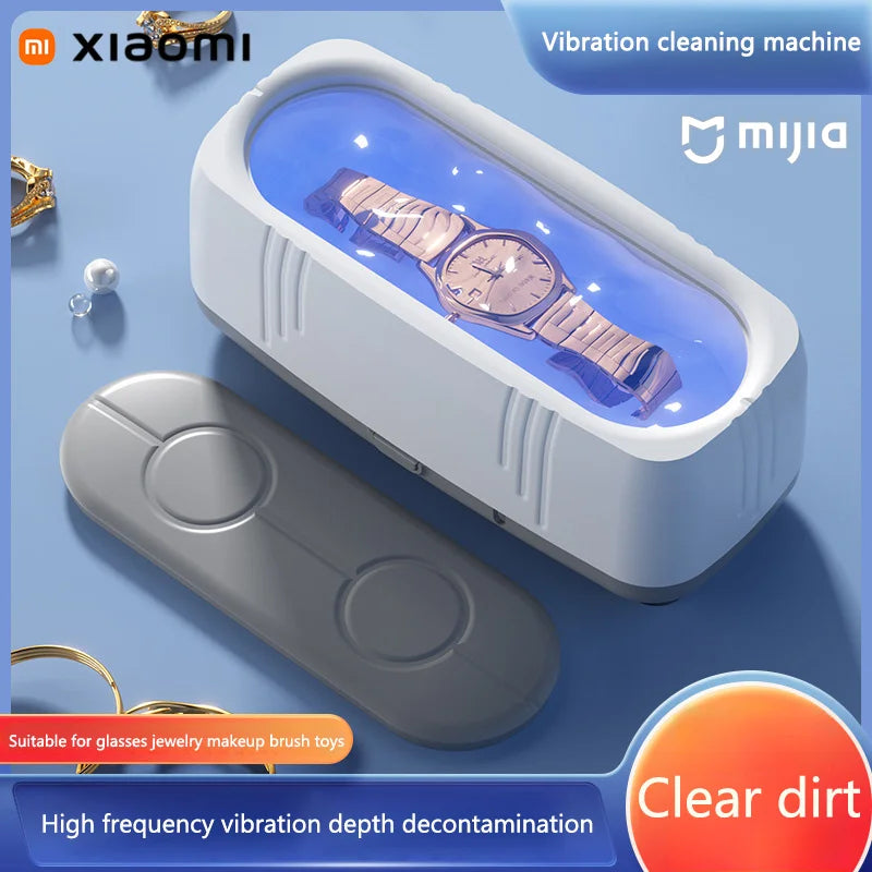 Xiaomi Mijia Ultrasonic Cleaner Glasses Watch Gold Diamond Multi-Functional Cleaning Machine Jewelry Portable Household Blue Ray