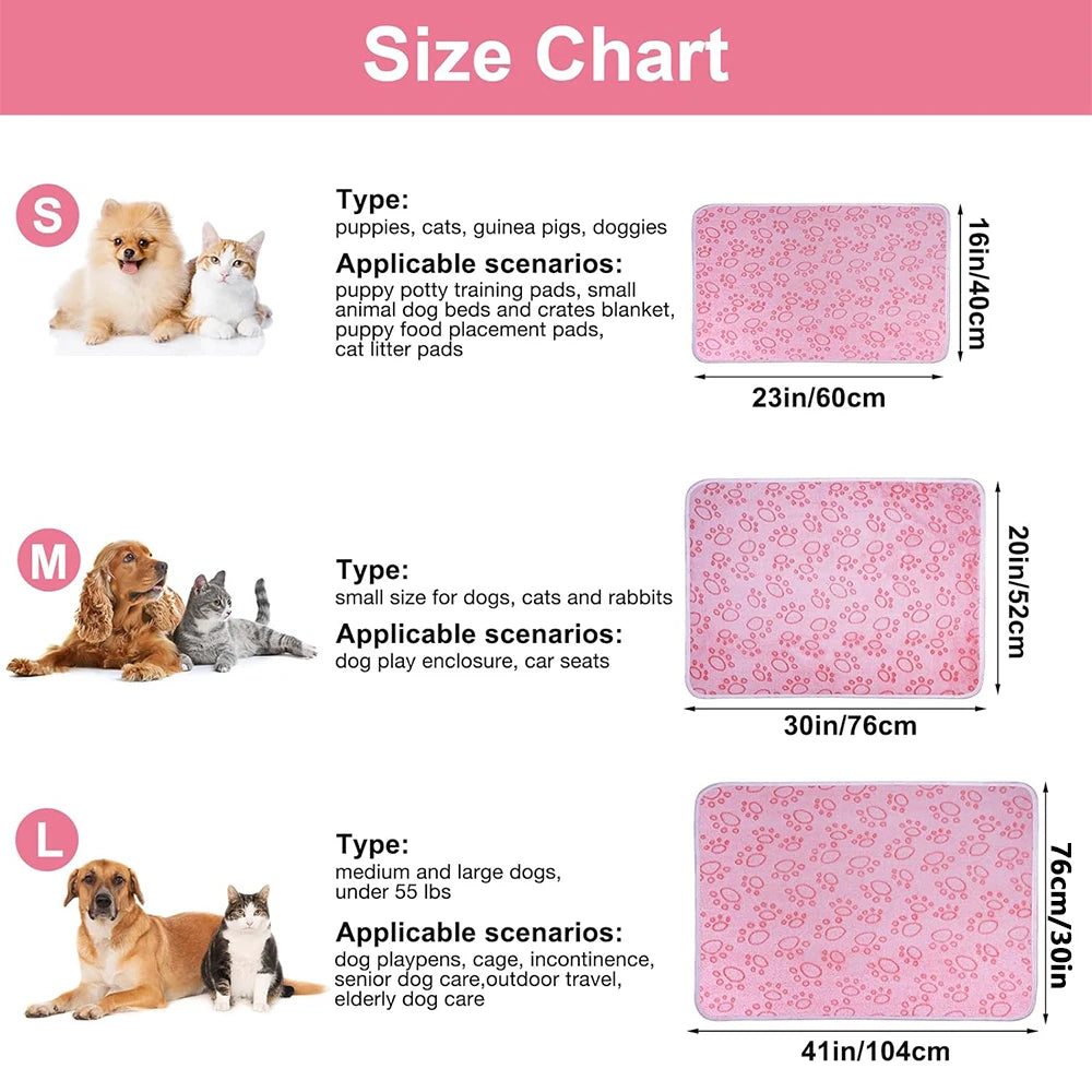 Pink Soft Fluffy High Quality Pet Blanket Cute Paw Print Dog Blanket Pet Mat Warm and Comfortable Blanket for Cat Dogs