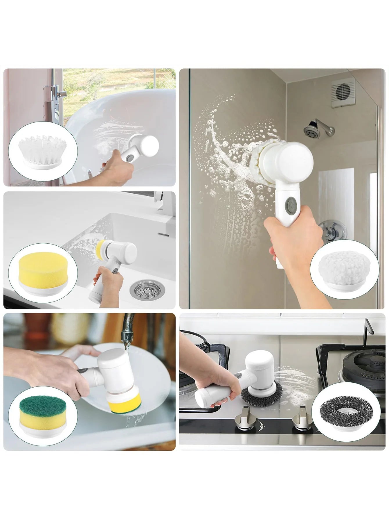 Xiaomi 5 in 1 Powerful Electric Cleaning Brush Spin Scrubber Brush Deep Cleaning with 5 Replaceable Heads For Bathroom Kitchen