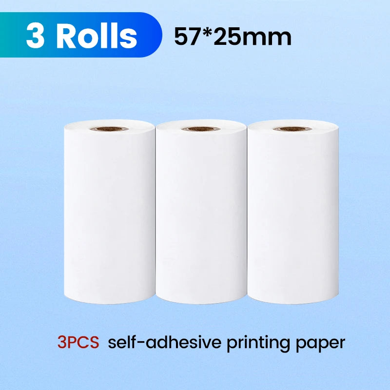 57*25mm Thermal Paper Label Sticker Self-adhesive HD Color Rolls Paper For Mini Printer Instant Print Kids Camera Photo Paper