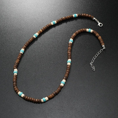 Vintage Coconut Shell Turquoise Chains Necklaces for Women Men's Surfing Choker Luxury Holiday Jewelry Collares