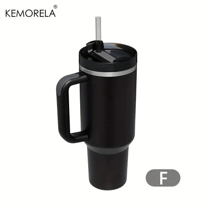 1200ML 304 Stainless Steel Insulated Water Bottle Thermal Coffee Car Cup Cold Hot Mugs Vacuum Flask With Handle Straw For Sport