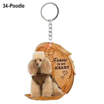 1 Piece 23 Style Dog Forever In My Heart  Angel Pendant Bag Key Chains Car Keychain Keyring  Pet Jewelry Gift For Women Girls