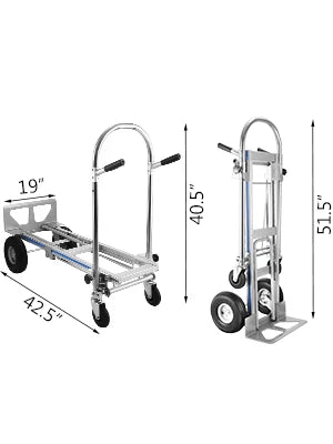 VEVOR 3 in1 Folding Sack Hand Truck 1000LBS Heavy Duty Utility Cart On Wheels  Aluminum Convertible Hand Truck Utility Cart Car