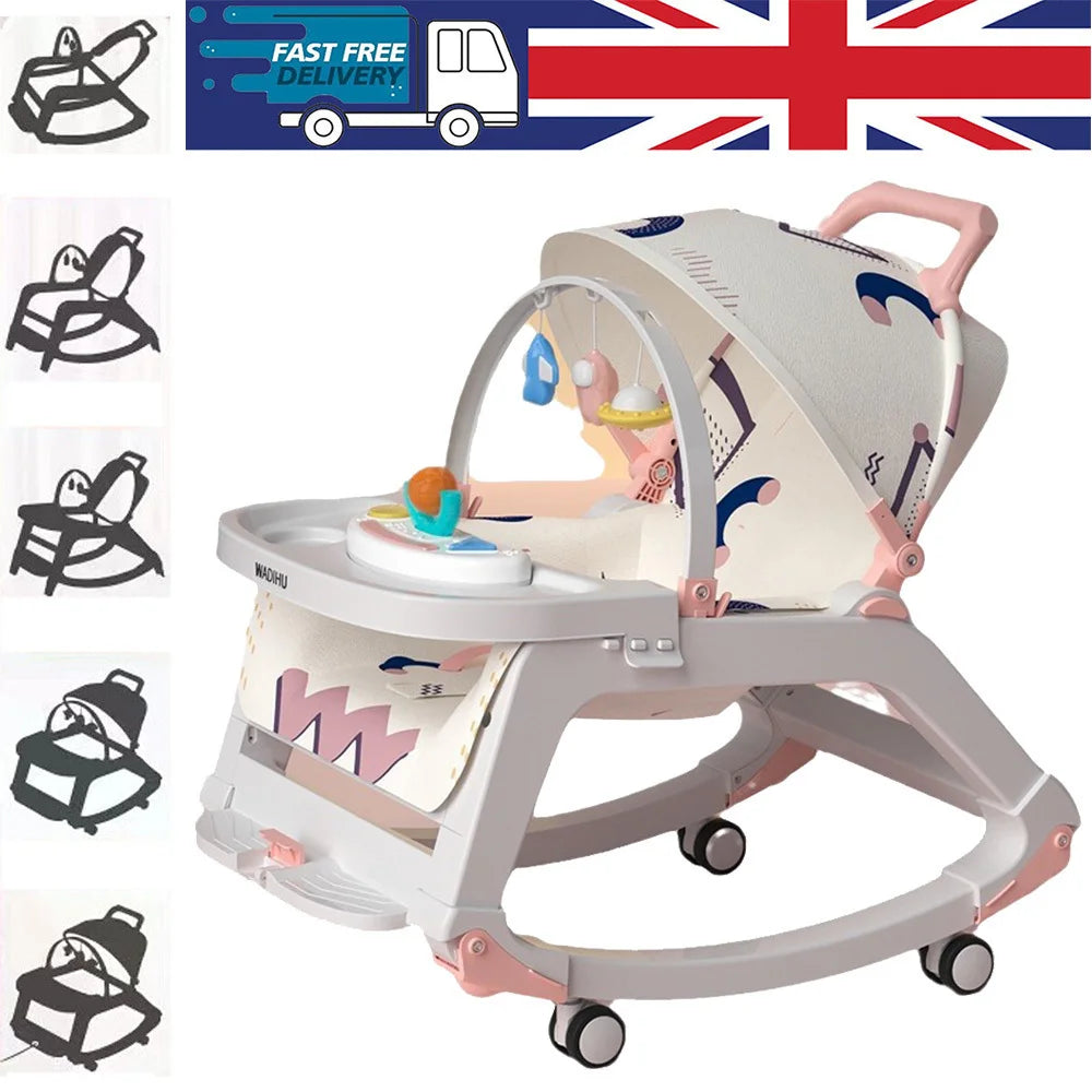 2024 Baby Bouncer Rocker Walker Portable Swing Musical Cradle Soothing Seat Girl