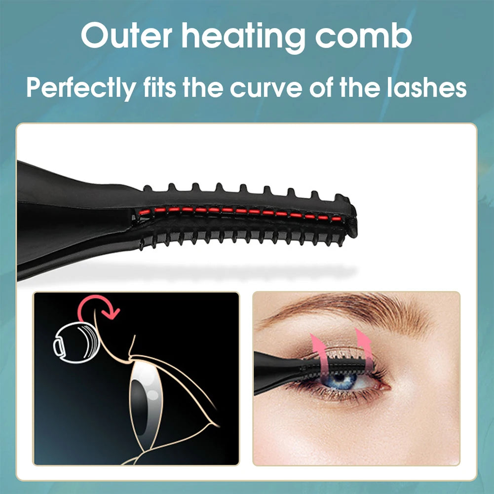 Electric Heated Eyelash Curler USB Rechargeable Eyelashes Curler Quick Heating Natural Eyelash Curler Long Lasting Makeup