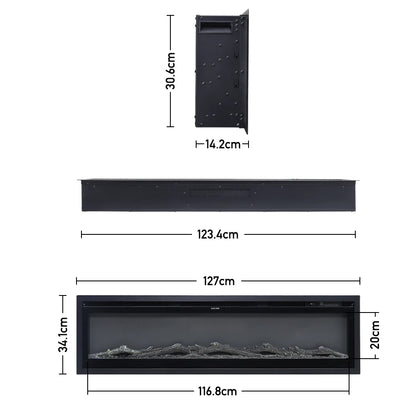 KOMORE 3 in 1 Electric Fireplace with Remote 12 Flame Colours 1500W, Automatic Safety Shutoff, 40&50&60 Inch