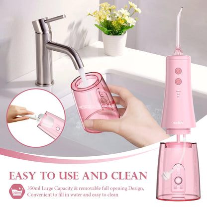 Sejoy CYQ-AOW06 Cordless Electric Water Flossers for Teeth 350ml Water Dental Flosser Portable Oral Irrigator Rechargeable