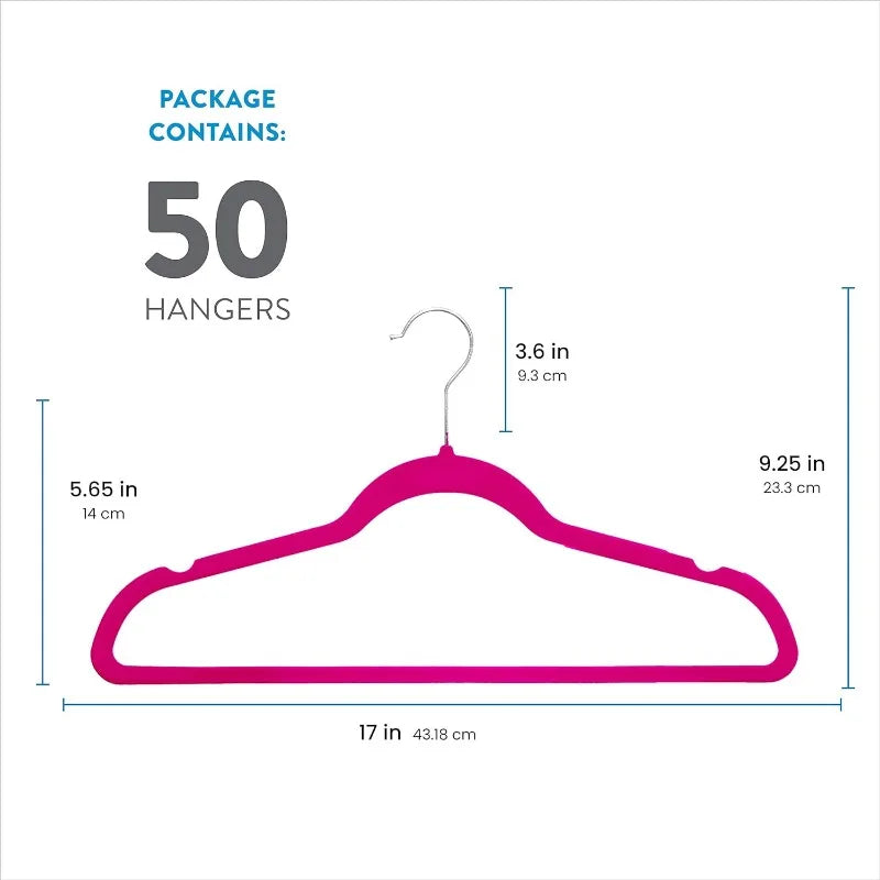 Velvet Hangers 50 Pack - Heavy Duty Black Hangers for Coats, Pants & Dress Clothes - Non Slip Clothes Hanger Set - Space Saving