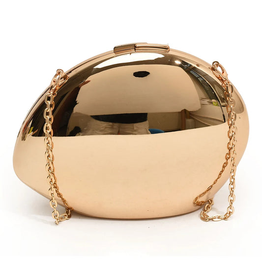 2024 Acrylic Shining Shoulder Bag Metal Oval Shaped Women Crossbody Bags Luxury Designer Handbag Novelty Clutch Purse with Chain