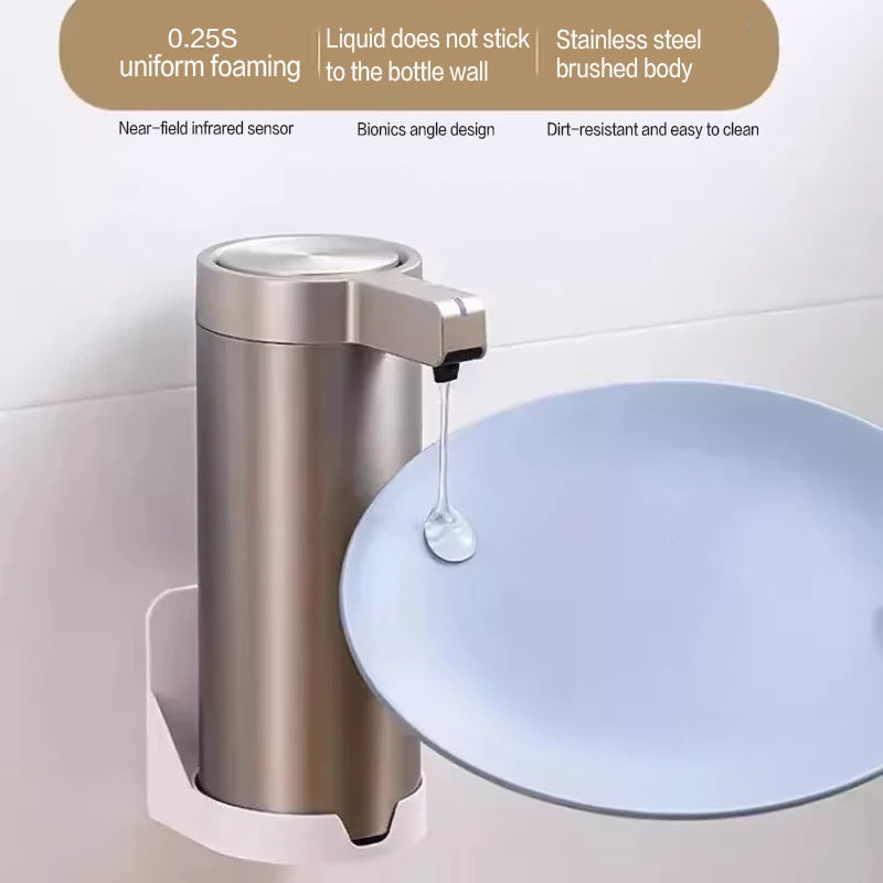 304 Stainless Automatic Liquid Soap Dispensers Steel Kitchen Metal Lotion Bottle Touchless Induction Sensor Bathroom Accessories