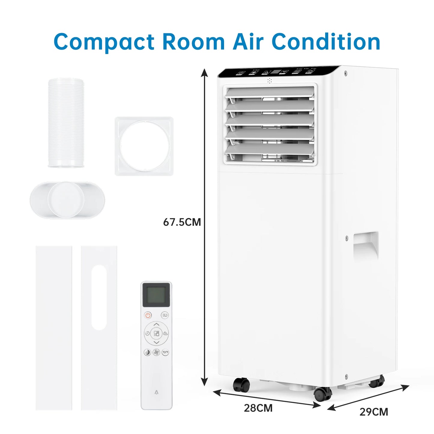 4-In-1 Portable Air Conditioner With Follow Me Function, 9000BTU Dehumidifier, Ventilation, 24 Hour Timer,Sleep Mode&Window Kit