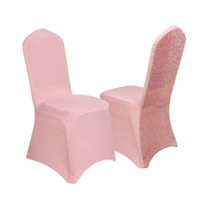 Polyester FOLDING CHAIR COVERS, Wedding Banquet Decor, White and Pink, 10 PCs, 50 PCs, 100PCs