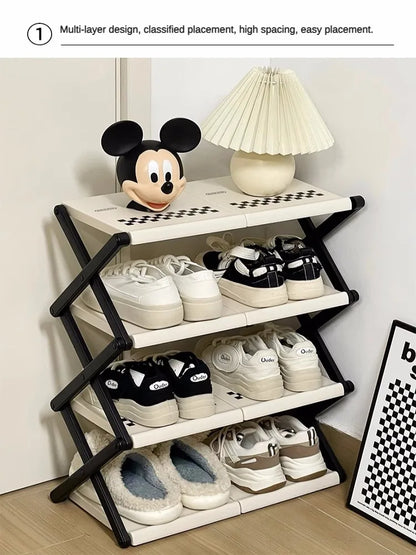 Simple Shoe Cabinet Multi-layer Folding Shoe Storage Device Home Organization And Storage Shelf