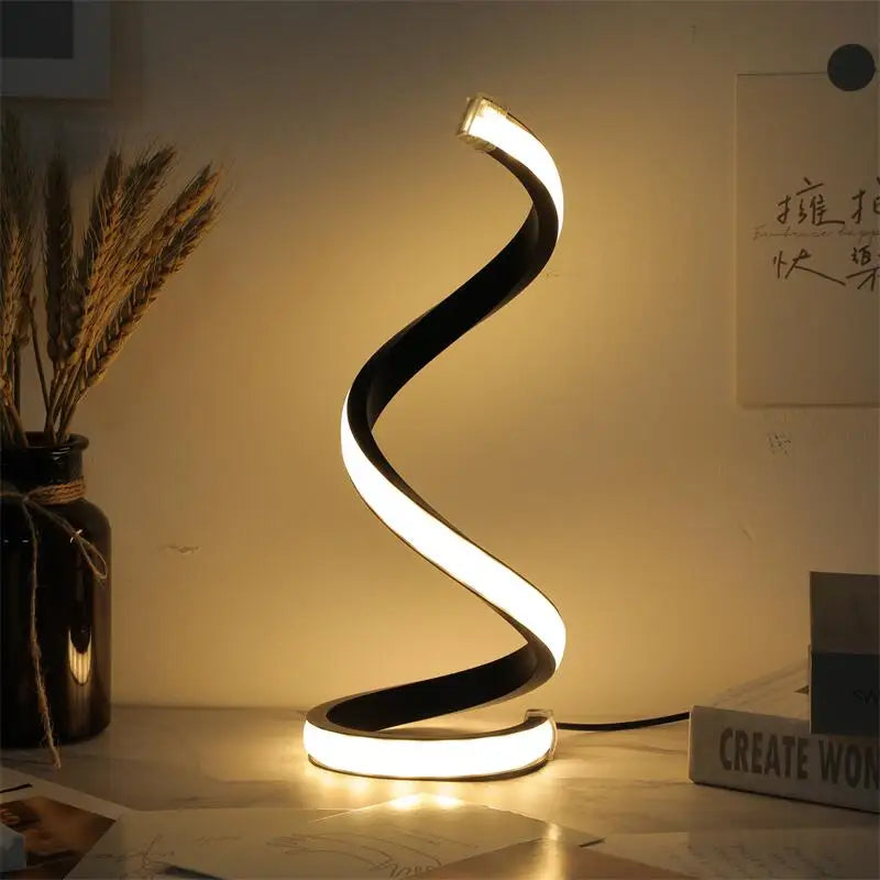 1Pc LED Spiral Table Lamp Modern Three Speed Dimming USB Power Button Switch Bedroom Decorative Table Lamp