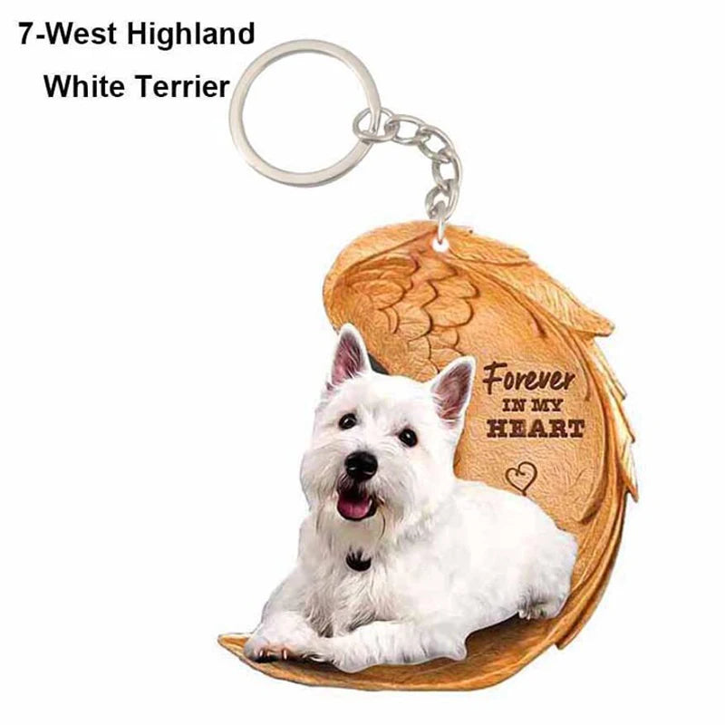 39 Style Cut Dog Forever In My Heart Angel Pendant Bag Keychain Car Key Chain Keyring Pet Jewelry Best Friends Gifts Accessories