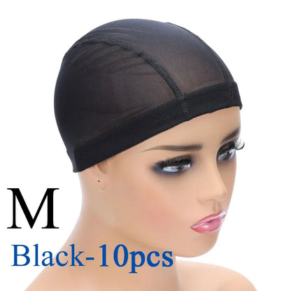 Wig Cap Mesh Bald Cap for Wigs Making 6 Pcs/Lot Stretchable Weaving Net Cap with Wide Elastic Band Black Color S/M/L Size