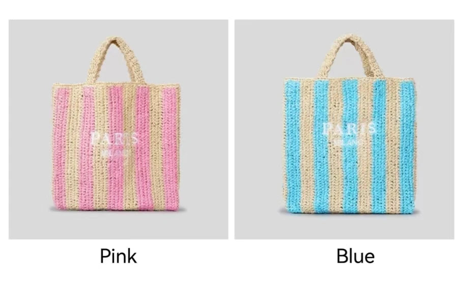 Women Summer Beach Vacation Fashion Straw Knitting Shoulder Bag Hollow Out Handwoven Handbag Portable Large Capacity Casual Tote