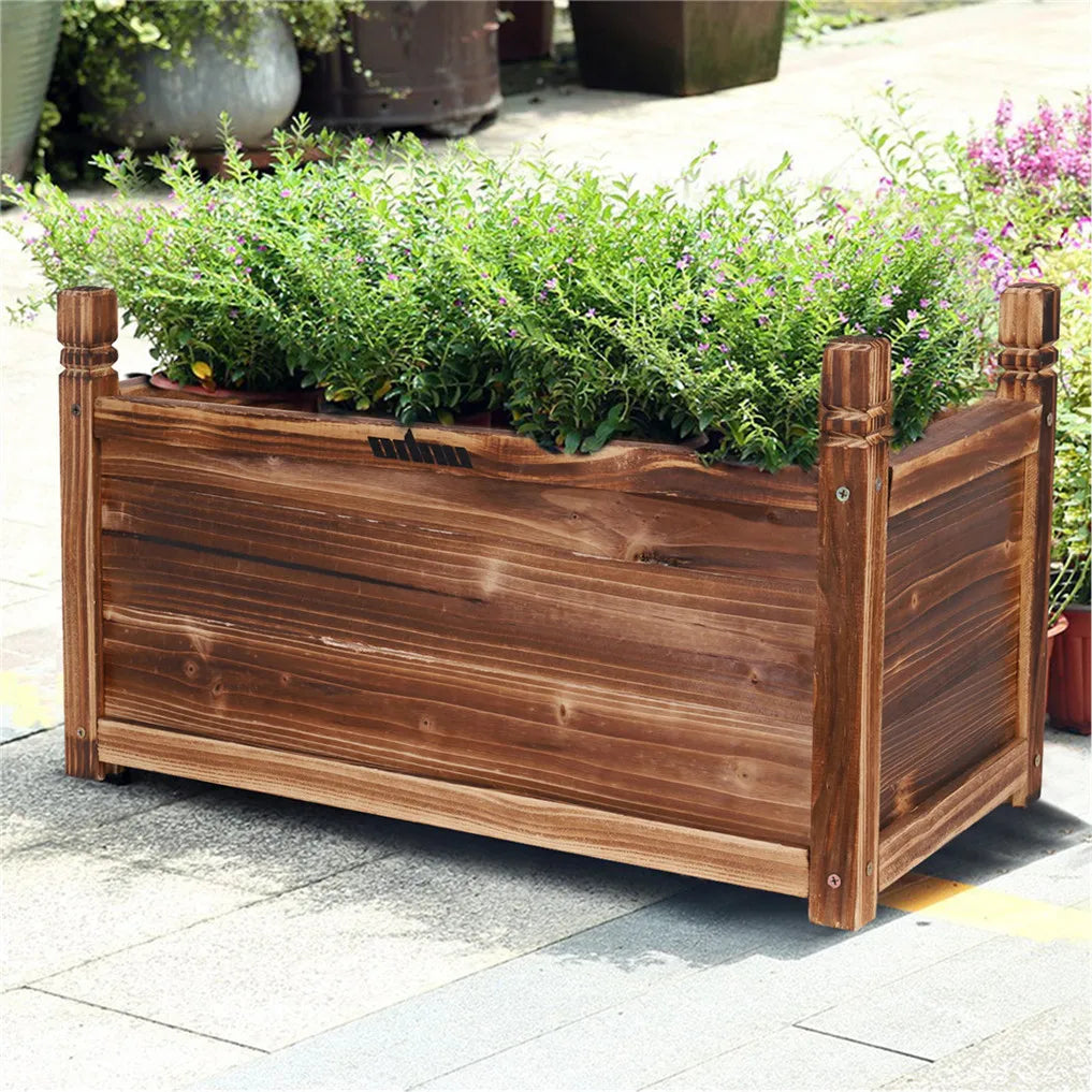 Wooden Raised Flower Bed Indoor Outdoor Vegetable Herb Planter Pot Garden Bed Flower Display