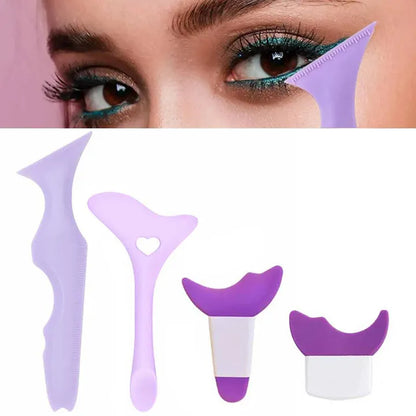 4 Pcs Set Multi Functional Eye Makeup Assistant Combination Silica Gel Paint Eyeliner Eyelash Beauty Tools