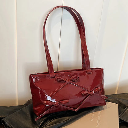 Patent Leather Women's Bag Luxury Designer Handbag Large Capacity Simple Tote Bag High-end Ladies Shoulder Bag Square Design Bag