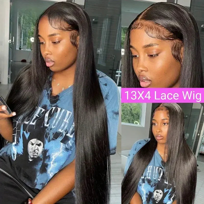 13x4 13x6 HD Lace Front Human Hair Wigs Straight 180% Density Transparent Lace Frontal Wigs Pre Plucked 4x4 Lace Closure Wig