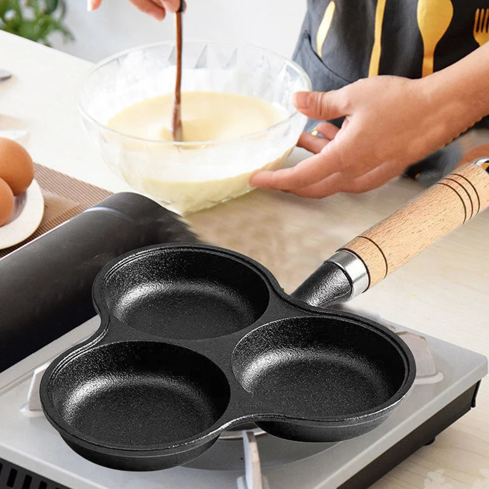 3-Cup Cast Iron Egg Frying Pan Non Stick Pancake Pan with Handle Crepe Pan Fried Egg Pan for Breakfast Fried Egg Pancakes Steaks