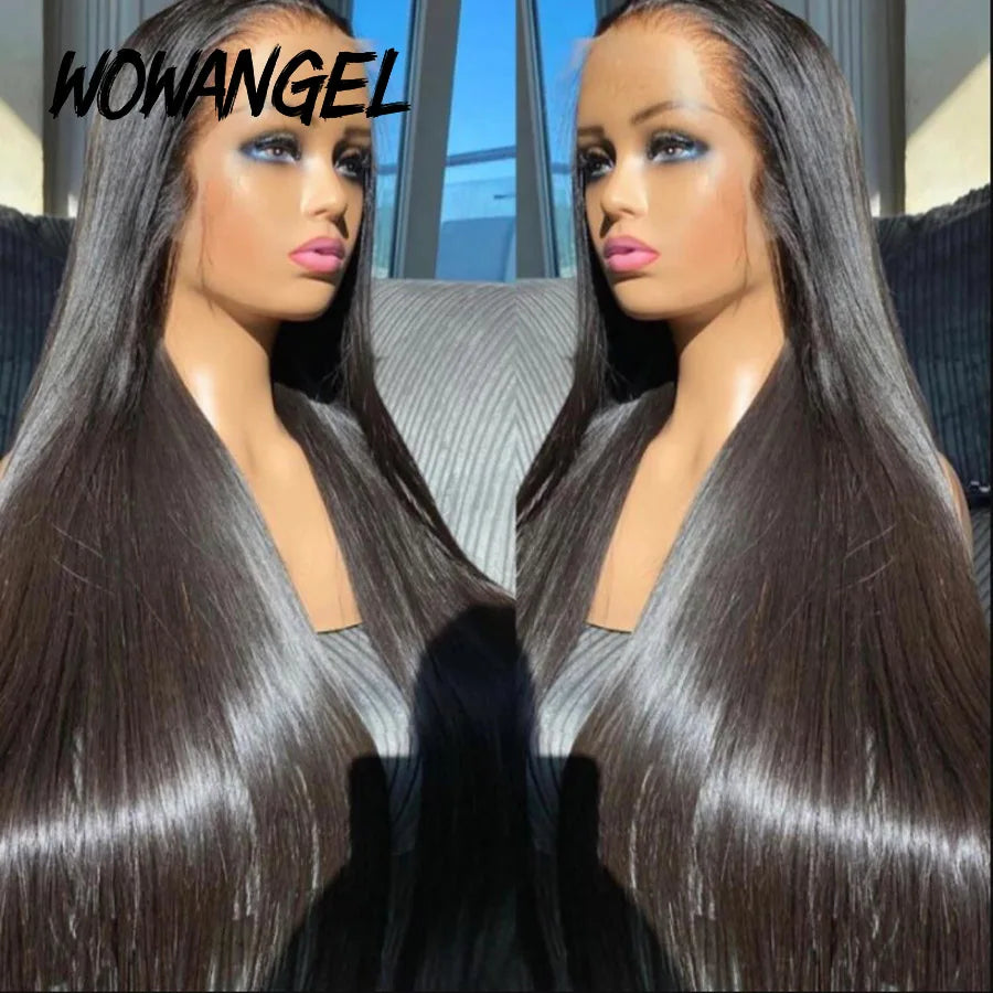 Wow Angel Skinlike Glueless Wigs 13x6 HD Lace Front Wigs Melt Skins 250% Straight Hair Pre Plucked Human Hair Wigs For Woman