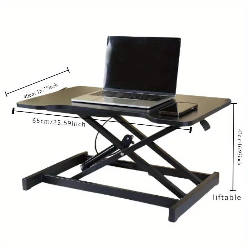 Ultra-Slim Single Top Height Adjustable Standing Desk Riser, Compact Sit Stand Desktop Converter for Monitor or Laptop