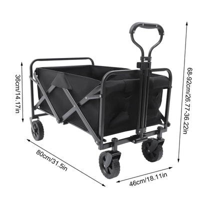 176LBS Camping Trolley Heavy Duty Festival Cart Big Wheels Beach Trolley Cart w/Adjustable Handle & Drink Holders Wheels