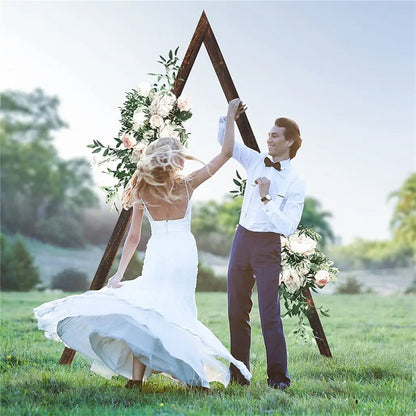 10.2FT Tall Rustic Triangle Wedding Arch Thicken Wooden Backdrop Stand Frame for Garden Wedding Ceremony Decorations