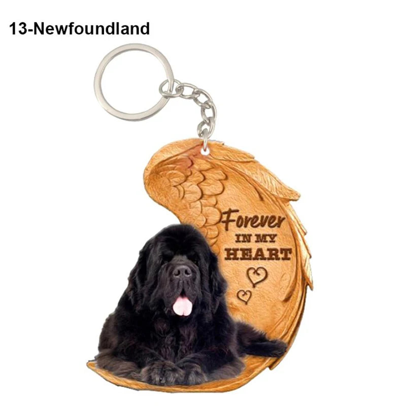 39 Style Cut Dog Forever In My Heart Angel Pendant Bag Keychain Car Key Chain Keyring Pet Jewelry Best Friends Gifts Accessories