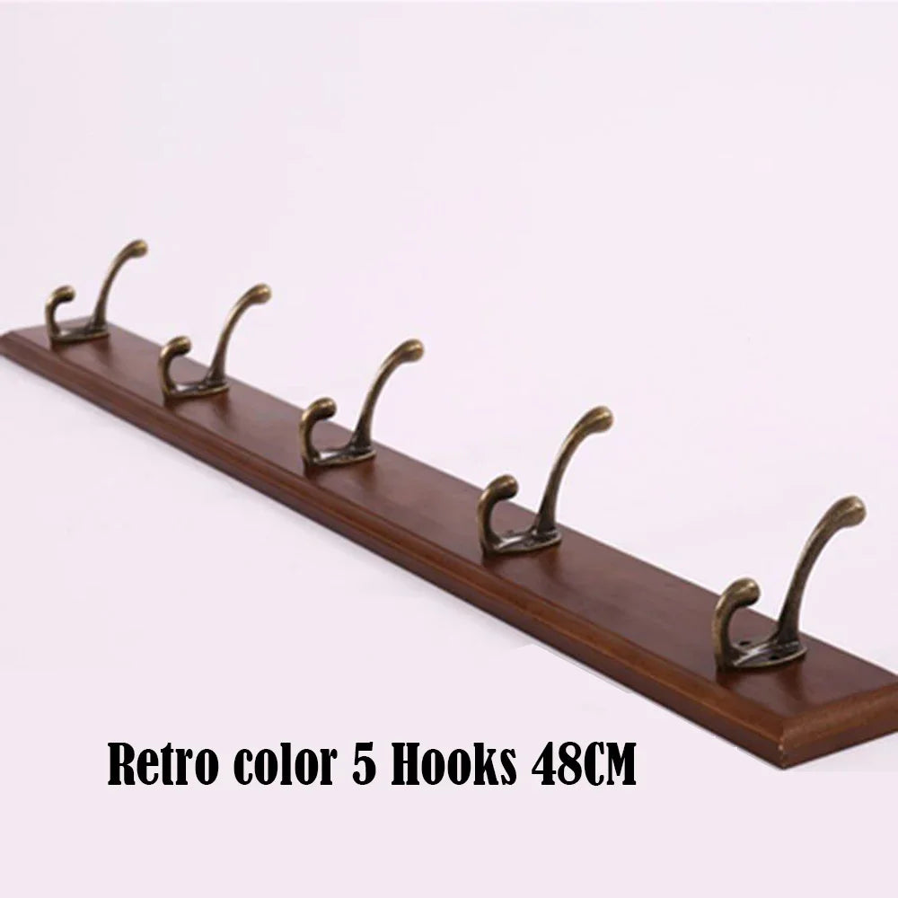 Wall Mounted Solid Wood Coat Rack with Hooks Hats Clothes Hanger Closet Organizer Perchero Furniture for Hallway Entrance Decor