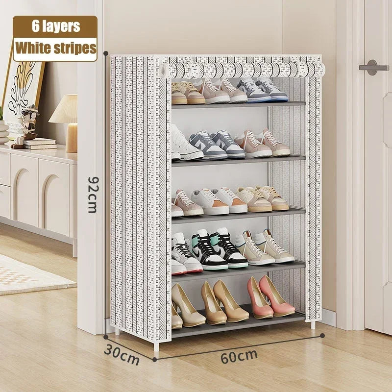 Shoe Cabinet Dustproof Fabric Multifunctional Storage Shoe Rack Moisture-proof Elevated Design Large Capacity Shoe Rack Cabinet