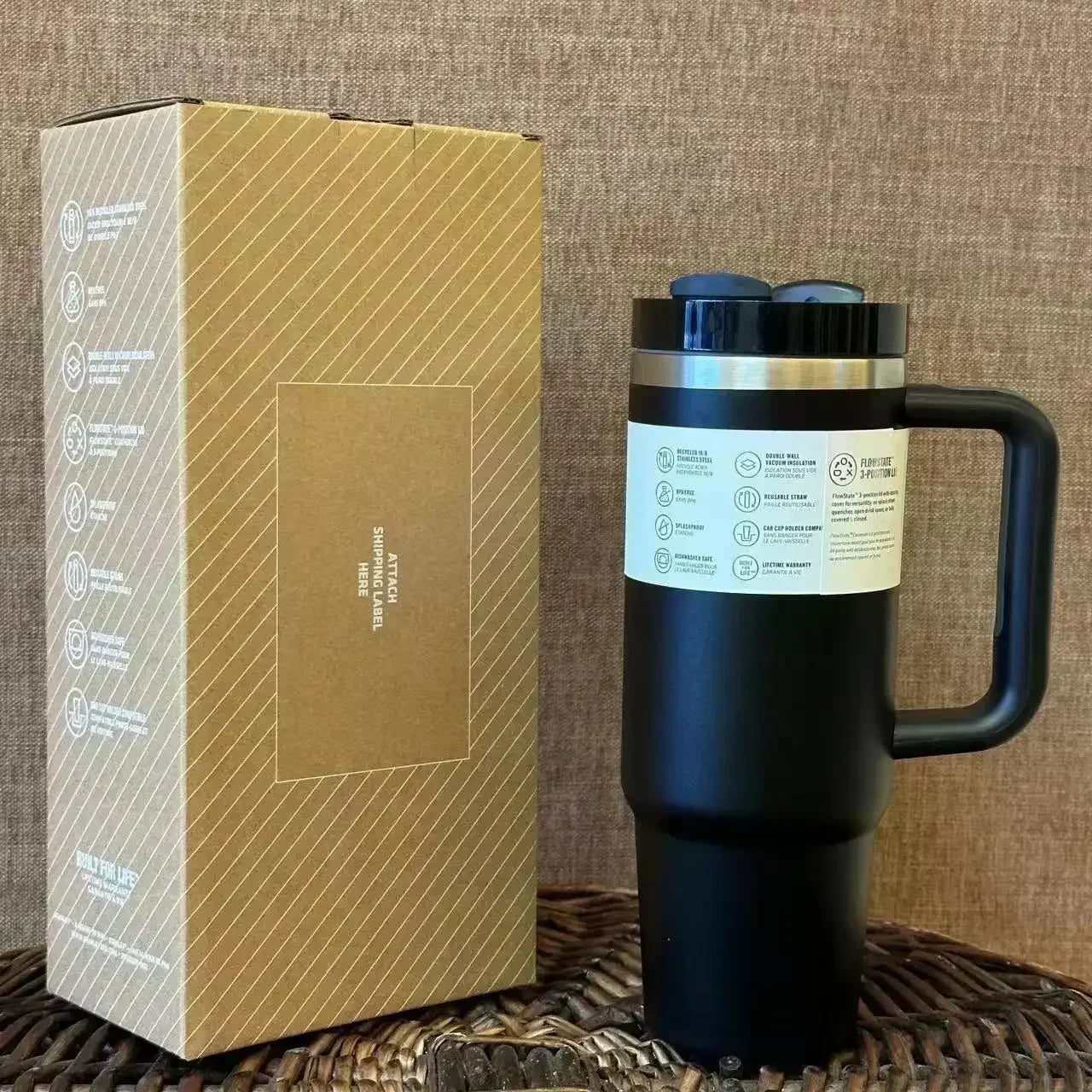 2025 New 40OZ Cup Straw Car travel mug Coffee mug Stanley with treated insulation 314 stainless steel lid