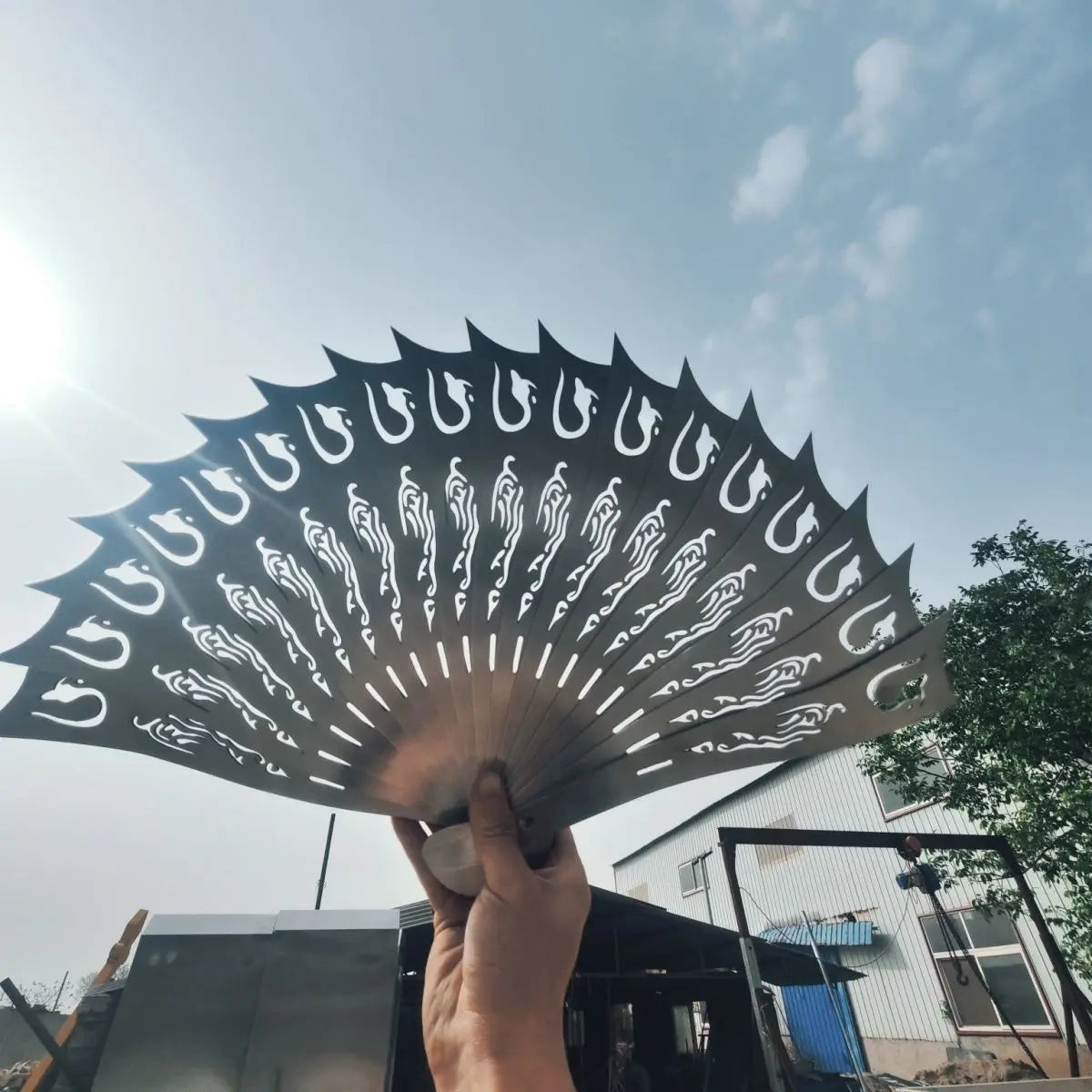 Self-Defense Metal Folding Fan Stainless Steel Fan Ancient Style Hollow Fan Kung Fu Fan Decoration Crafts