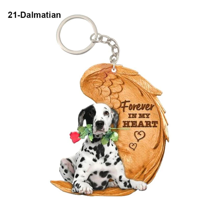 39 Style Cut Dog Forever In My Heart Angel Pendant Bag Keychain Car Key Chain Keyring Pet Jewelry Best Friends Gifts Accessories