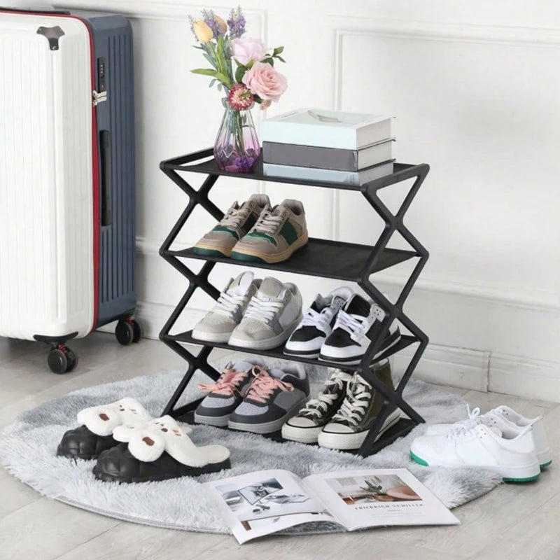 1pc Multi-Layer Shoe Shelf 4 Layers Simple Dust-proof Storage Shoe Cabinet Multi-layer Assembly Door Dormitory Organizer Rack