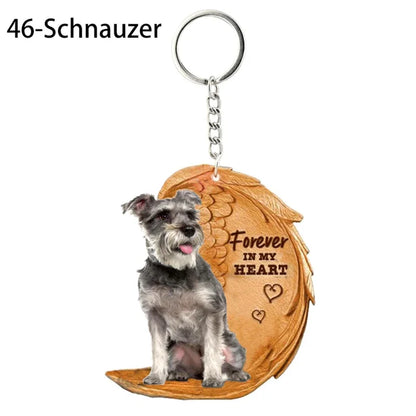 1 Piece 23 Style Dog Forever In My Heart  Angel Pendant Bag Key Chains Car Keychain Keyring  Pet Jewelry Gift For Women Girls