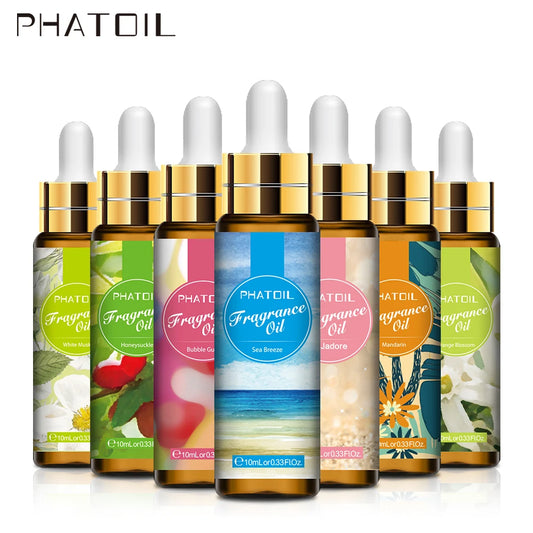 PHATOIL 10ml Fragrance Oil for Scented Candles Soap Making Diffuser Peach Angel Sea Breeze Coconut Vanilla Bubble Gum Strawberry