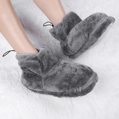 USB Heater Foot Shoes Winter Warm Snow Boots Comfortable Plush Warm Electric Slippers Foot Warmer Shoes for Women Men