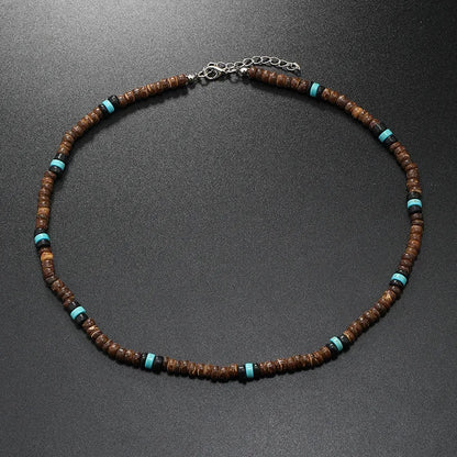 Vintage Coconut Shell Turquoise Chains Necklaces for Women Men's Surfing Choker Luxury Holiday Jewelry Collares