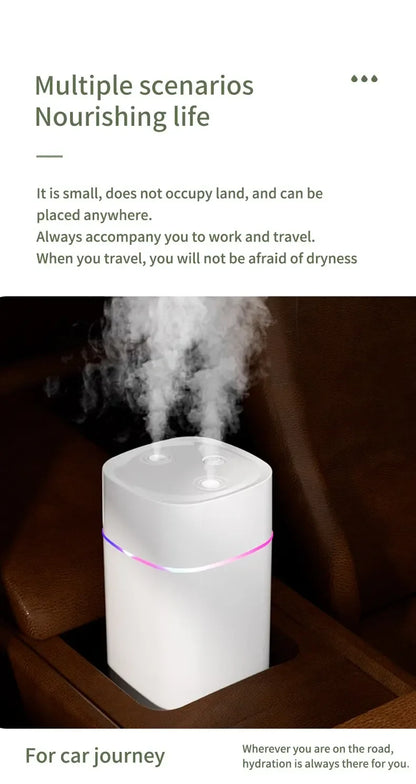 Xiaomi USB Air Humidifier 600ml With Dual Spout Essential Oil Diffuser Cool Mist Maker Silent Night Light For Home Car Office