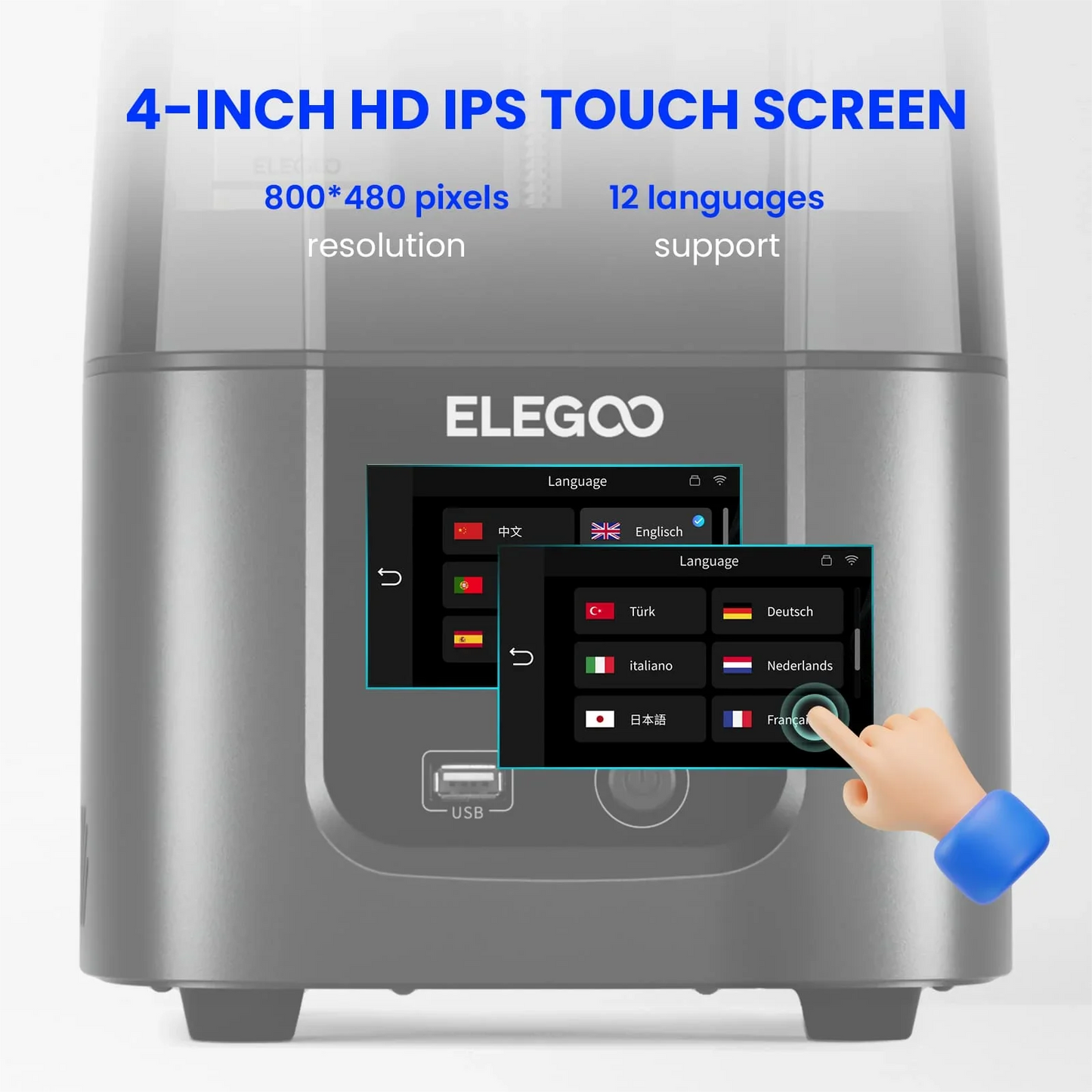 ELEGOO MARS 4 ULTRA MSLA 3D Printer with 7" 9K Mono LCD Up to 150mm/h Printing Speed WiFi Transfer Printing Size 153×77×165mm