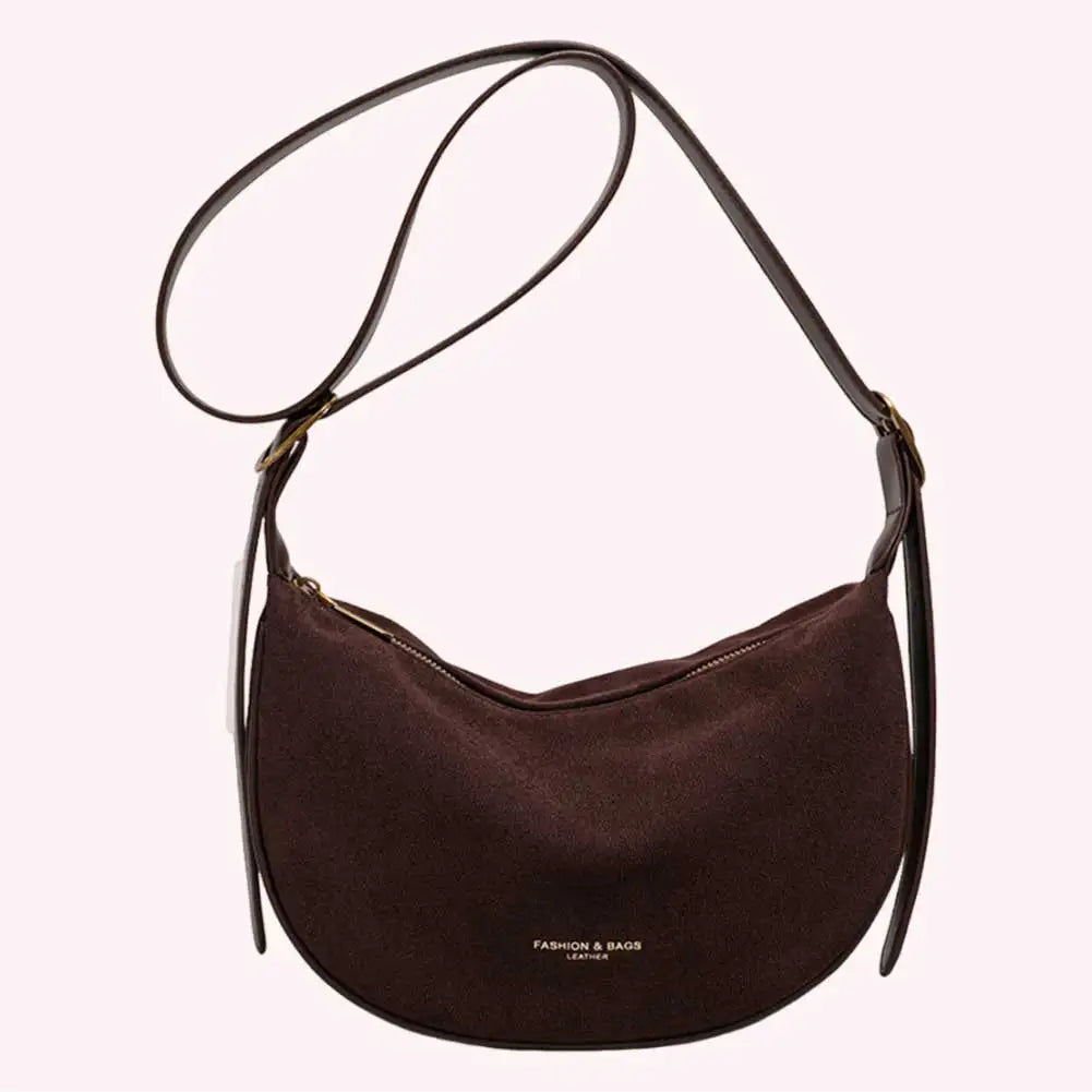 2024 Fashion Suede Women Bag Retro Half Moon Banana Bag Adjustable Strap Shoulder Bag Ladies Luxury Designer Fanny Pack