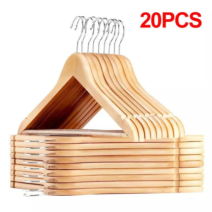 20/30Pcs Wood Coat Hangers Non-Slip Design Clothing Hanging Rack Trousers Skirt Drying Hangers Coats Jackets Clothes Display