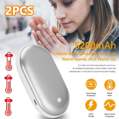 2 Pack Rechargeable Hand Warmers USB Power Bank Electric Pocket Heater Warmer UK