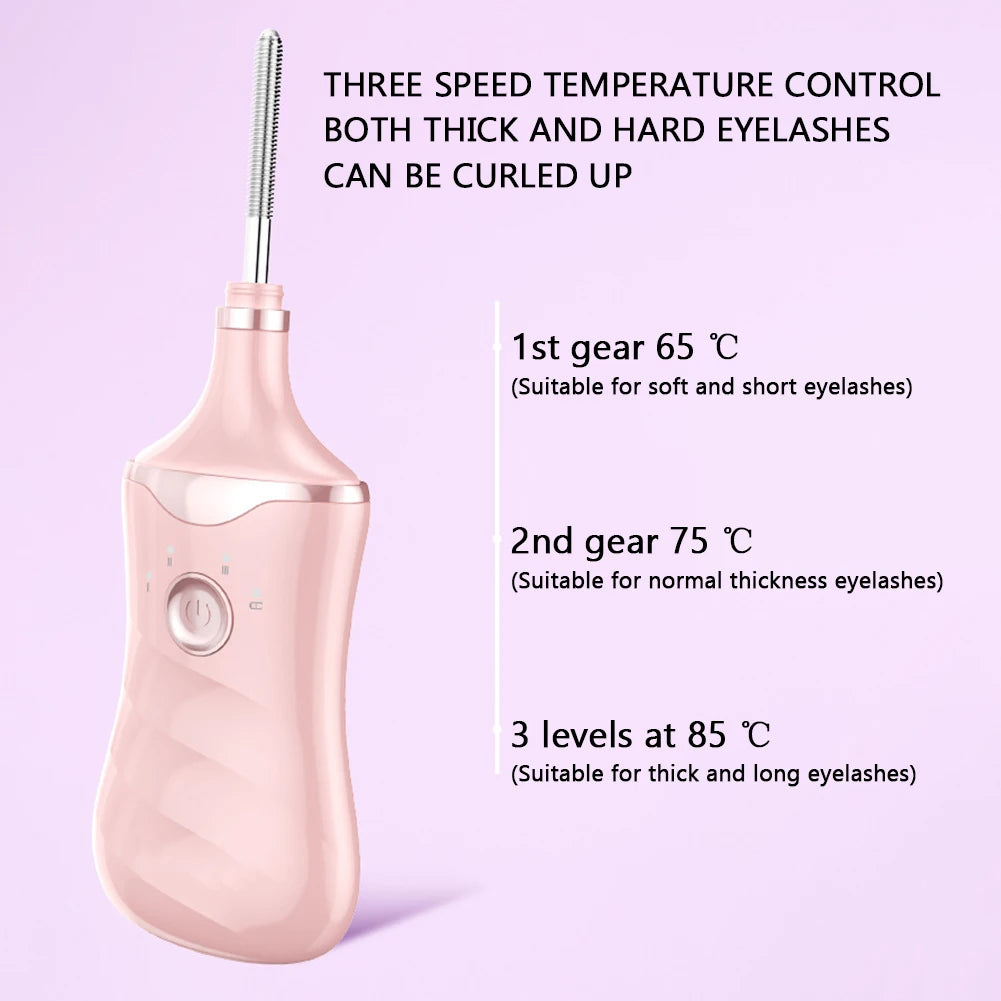 Electric Eyelash Curler,3 Shapes Replacement Heads,Heated Lash Curler,TYPE-C Rechargeable,Long Lasting Curler,Women Makeup Tool